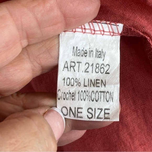 Valentina Naldi Made in Italy Coral 100% Linen Lace‎ Fringe Trim Kimono O/S - Picture 5 of 12